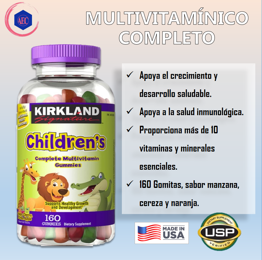 Kẹo Dẻo Kirkland Signature Bổ Sung Vitamin Tổng Hợp Children's Complete Multivitamin Gummies 160 Viên (Từ 2 Tuổi)