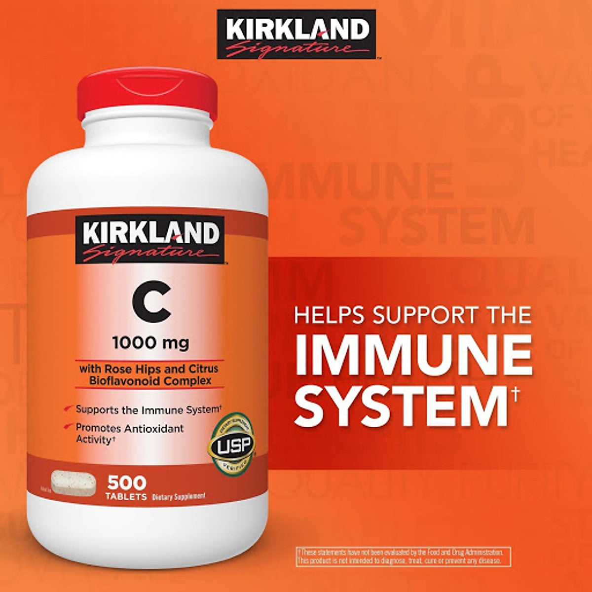 Viên Uống Hỗ Trợ Tăng Đề Kháng Kirkland Vitamin C 1000mg 500 Viên