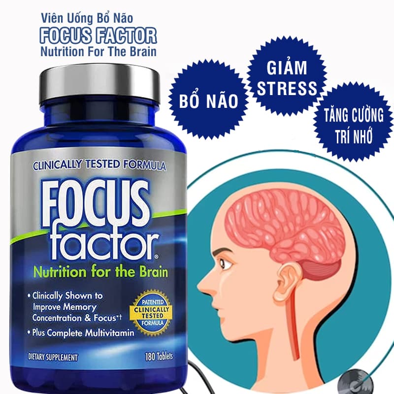 Viên Uống Bổ Não Focus Factor Cải Thiện Trí Nhớ 180 Viên