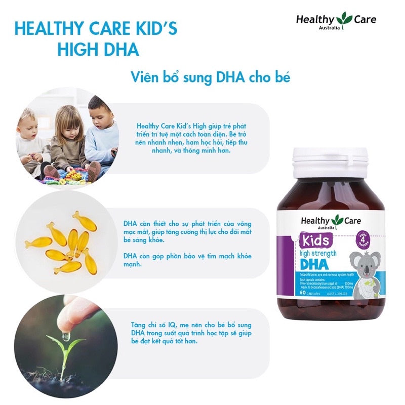 Viên Uống Healthy Care Kids Bổ Sung DHA 60 viên (Từ 2 Tuổi)