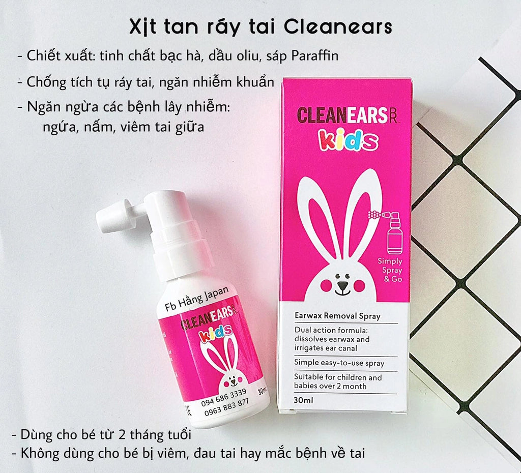 Xịt Tan Ráy Tai Clean Ears kids 30ml