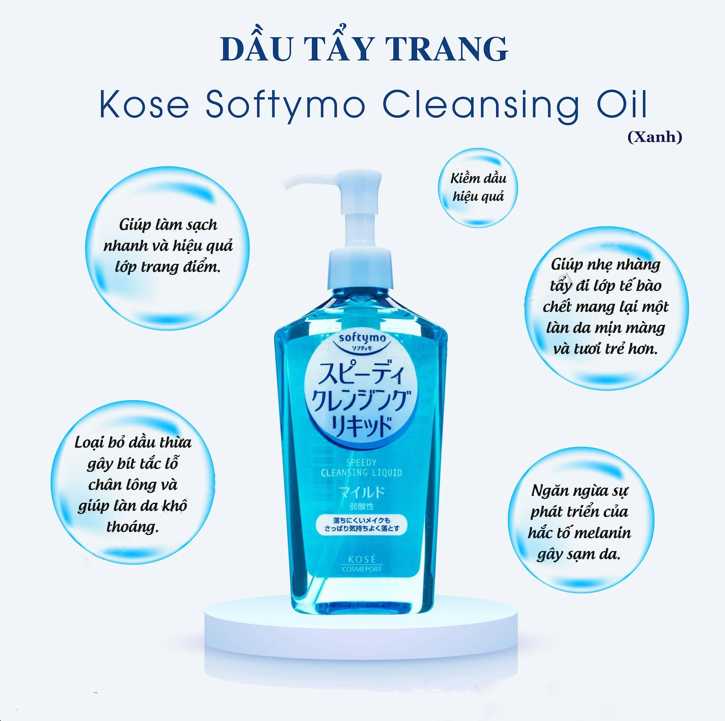 Dầu Tẩy Trang Cho Da Nhạy Cảm, Da Mụn Kose Softymo Cleansing Oil Speedy 230ml
