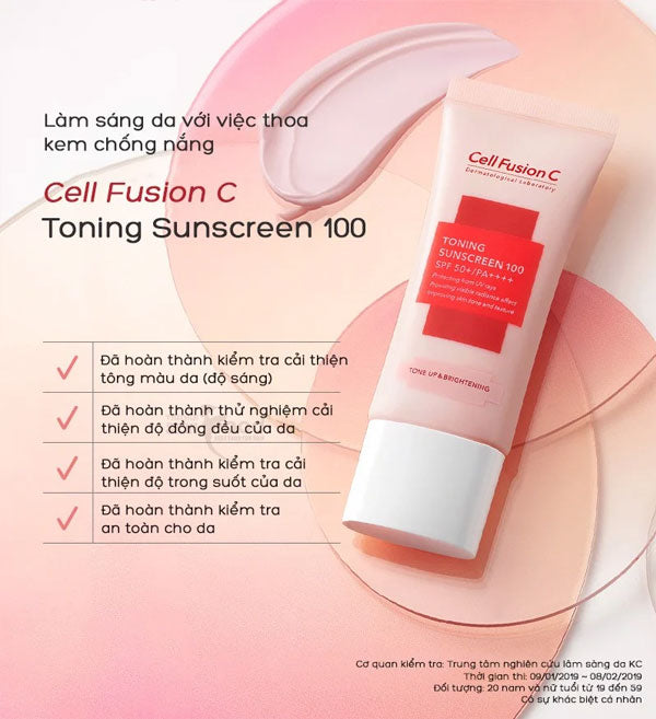 Kem Chống Nắng Nâng Tone Da Cell Fusion C Toning Sunscreen 100 SPF 50+ 50ml