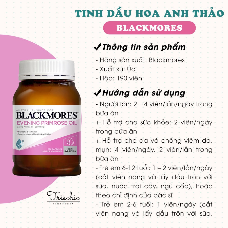 Viên Uống Blackmores Tinh Dầu Hoa Anh Thảo Evening Primrose Oil 190 Viên