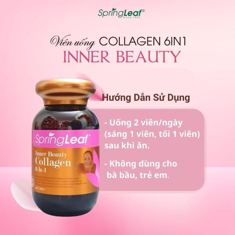Viên Uống Spring Leaf Bổ Sung Collagen Inner Beauty Collagen 6 in 1 Advanced 180 viên