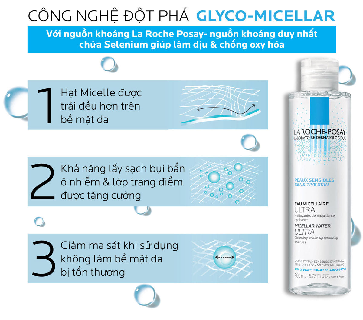 Nước Tẩy Trang Dành Cho Da Nhạy Cảm La Roche-Posay Micellar Water Ultra Sensitive Skin 400ml