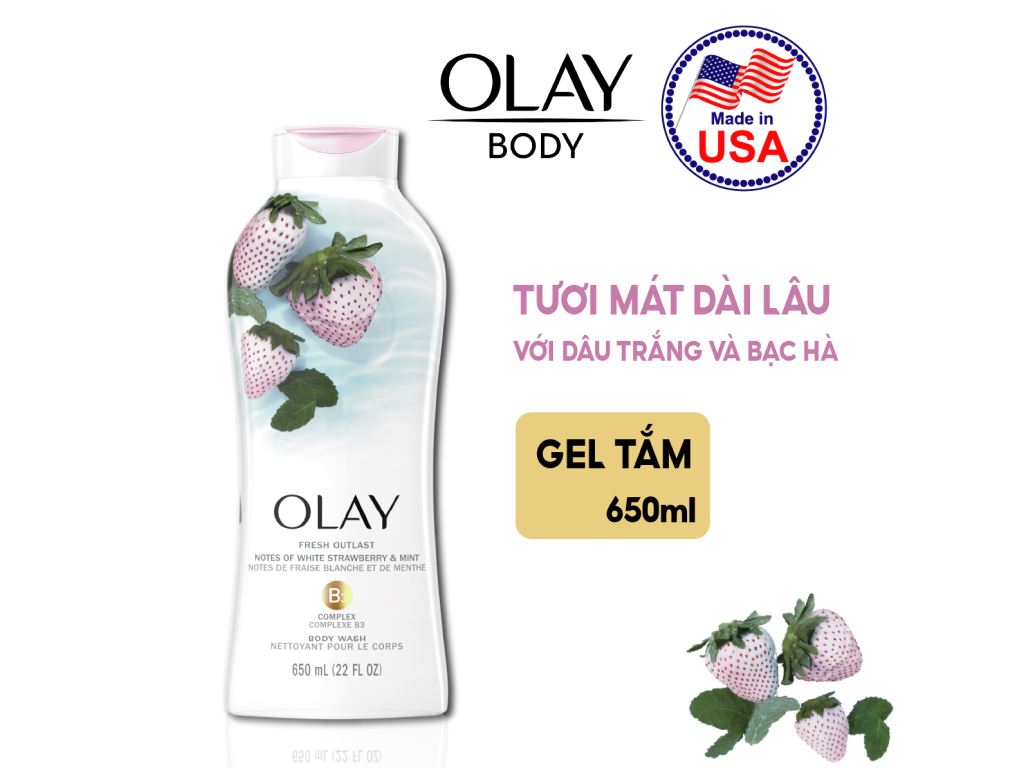 Sữa Tắm Olay Cooling White Strawberry & Mint 650ml