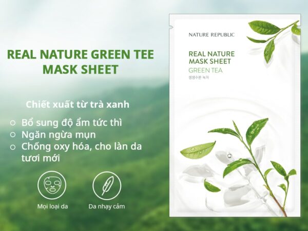 Mặt Nạ Cấp Ẩm, Ngừa Mụn Nature Republic Green Tea 23ml