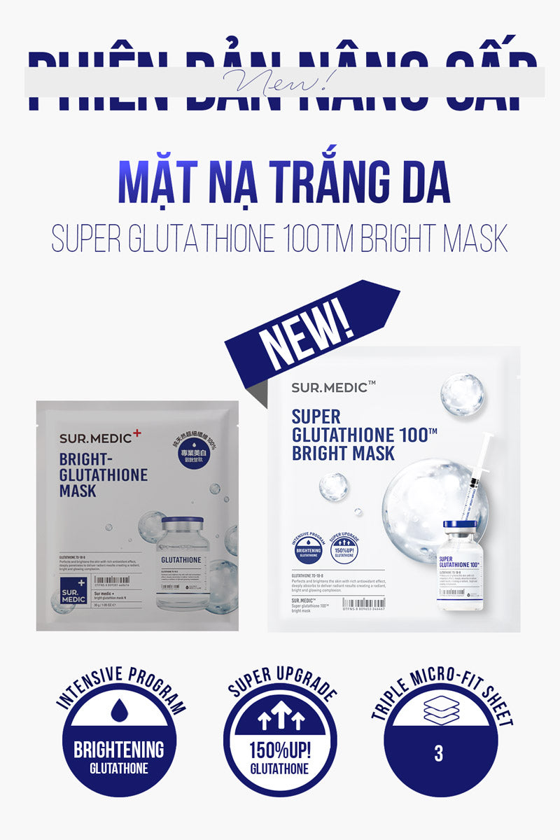 Mặt Nạ Tinh Chất Glutathione Làm Sáng Da Sur.Medic+ Super Glutathione 100 Bright Mask 30g